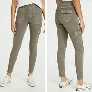 Spanx Womens Twill Ankle Cargo Skinny Pants Pull On Size M Elastic Waist Comfort